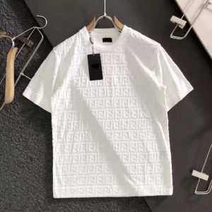 Replica Designer Fendi Men'S Casual Embossed Crew Neck Short Sleeve T-Shirt