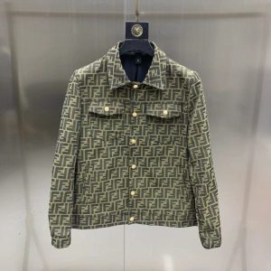 Replica Designer Fendi Men'S Fashion Denim Jacquard Jacket