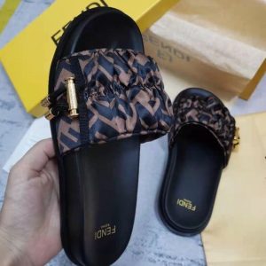 Replica Designer Fendi Metal Buckle Old Flower Pleated Satin Slippers