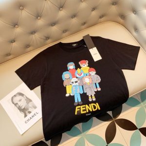 Replica Designer Fendi Printing Doll Round Neck Short-Sleeved T-Shirt