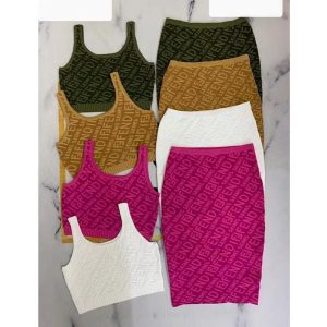 Replica Designer Fendi Printing Letter Tops And Skirts 2 Pcs Set