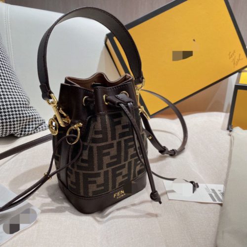 Replica Designer Fendi Retro Canvas Bucket Bag