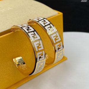 Replica Designer Fendi Retro Letter Round Half-Circle Earrings