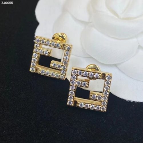 Replica Designer Fendi Retro Letter Square Earrings