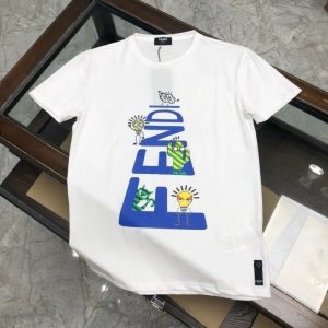 Replica Designer Fendi Round Neck Casual Short-Sleeved T-Shirt