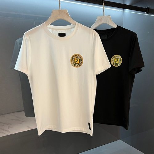 Replica Designer Fendi Round Neck Casual Short-Sleeved T-Shirt