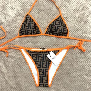 Replica Designer Fendi Split String Straps Bikini Swimsuit 2pcs Set
