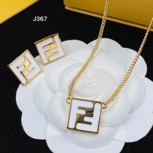 Replica Designer Fendi Square White Casual Earrings Necklace