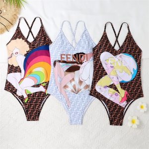 Replica Designer Fendi Stitching Sleeveless Backless Swimwear