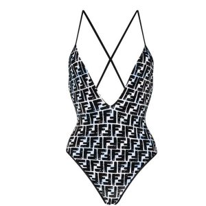Replica Designer Fendi Stitching Sleeveless Backless Swimwear