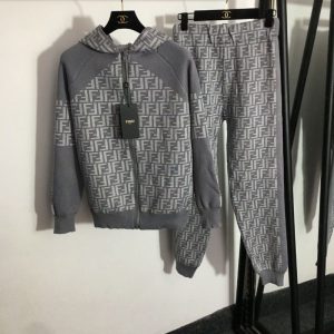 Replica Designer Fendi Stylish Hooded Letter Knit Two-Piece Set