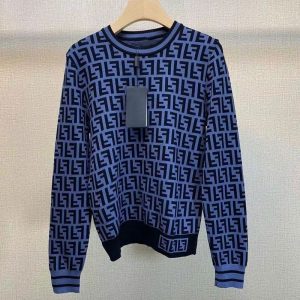 Replica Designer Fendi Stylish Round Neck Alphabet Pullover Knit Top