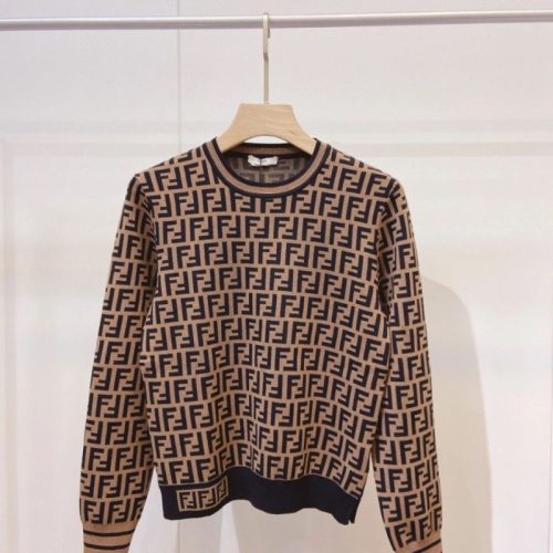 Replica Designer Fendi Vintage Double F Jacquard Simple Sweater