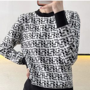 Replica Designer Fendi Winter Round Neck Casual Long Sleeve Top