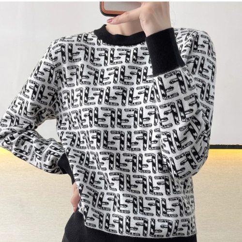 Replica Designer Fendi Winter Round Neck Casual Long Sleeve Top