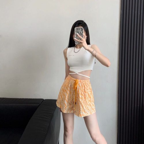 Replica Designer Fendi Women F Letter Printing Shorts
