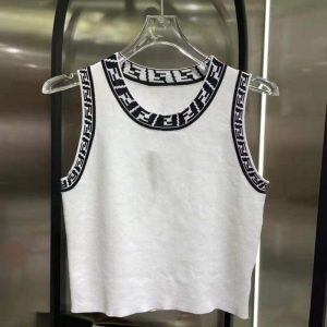 Replica Designer Fendi Women F Printed Letter Jacquard Vest