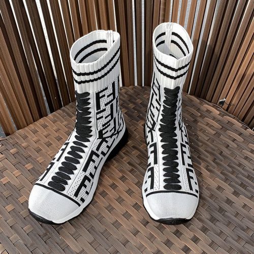 Replica Designer Fendi Women Fashion Autumn And Winter Fly Knitting Booties
