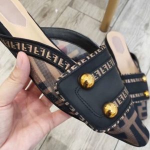 Replica Designer Fendi Women Printing Flat Bottom Slippers