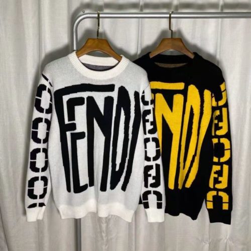 Replica Designer Fendi Women Round Neck Long-Sleeved Knitted Sweater