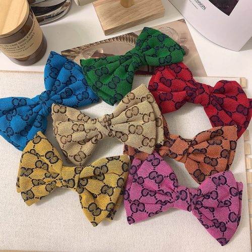 Replica Designer GUCCI Macaron Women Color G Letter Bow Tie Hairpin