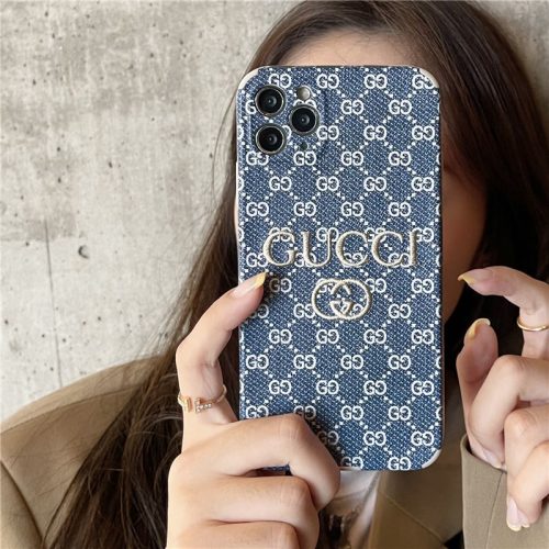Replica Designer GUCCI Men Women Denim Embroidery Apple 12/11Pro Phone Case
