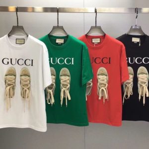 Replica Designer GUCCI Men Women Shoes Print Short Sleeve T-Shirt
