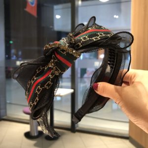 Replica Designer GUCCI Women Bow Headband Mesh Headband Hair Accessories