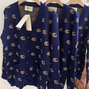 Replica Designer GUCCI Women Men All-Match Temperament Letter Fashion Knitted Cardigan