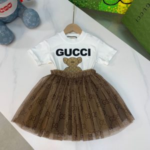 Replica Designer Gucci Baby Girl Mesh Skirt Short Sleeve T-Shirt Two-Piece Set