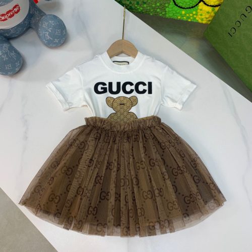 Replica Designer Gucci Baby Girl Mesh Skirt Short Sleeve T-Shirt Two-Piece Set