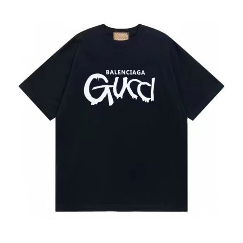Replica Designer Gucci Balenciaga Women Men Trend Letter Logo Loose Short-Sleeved T-Shirt