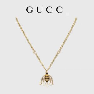 Replica Designer Gucci Bee Double G Letter Necklace