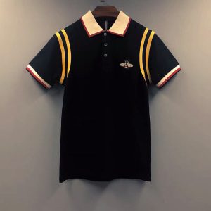 Replica Designer Gucci Bee Print Short-Sleeved Polo Shirt