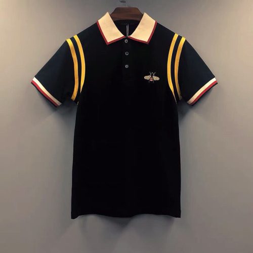 Replica Designer Gucci Bee Print Short-Sleeved Polo Shirt
