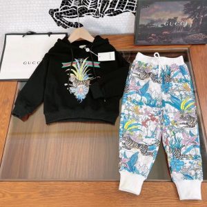 Replica Designer Gucci Boys Girls Warm Long-Sleeved Hoodies And Pant 2pcs Set