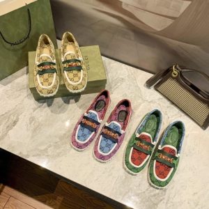Replica Designer Gucci Canvas Flat Loafer