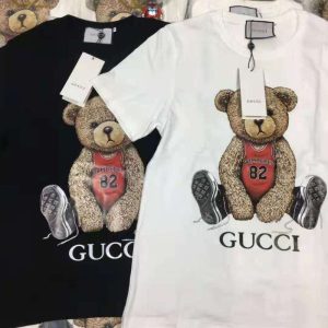 Replica Designer Gucci Cartoon Printing Round Neck Cotton Short-Sleeved T-Shirt