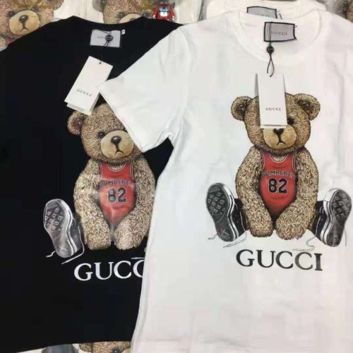 Replica Designer Gucci Cartoon Printing Round Neck Cotton Short-Sleeved T-Shirt