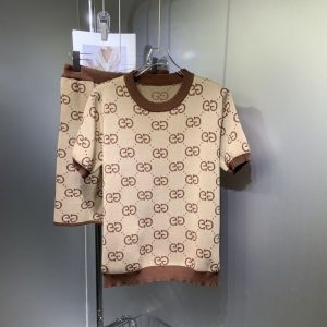 Replica Designer Gucci Casual Crew Neck Short Sleeve Knit Set