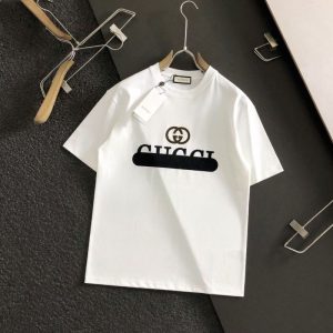 Replica Designer Gucci Casual Men And Women Alphabet Printed Round Neck T-Shirt