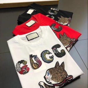 Replica Designer Gucci Cat Print Short-Sleeved T-Shirt