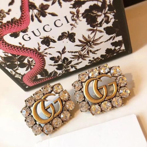 Replica Designer Gucci Chic Silver Needle Double G Letter Square Earrings