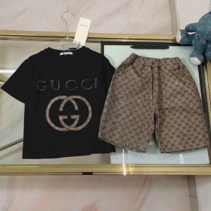 Replica Designer Gucci Children Baby Boys Girls Short-Sleeved T-Shirt And Short 2pcs Set