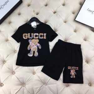 Replica Designer Gucci Children Boys Girls Baby Short-Sleeved T-Shirt Pants And Shorts 2pcs Set