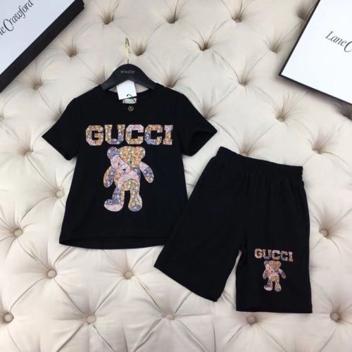 Replica Designer Gucci Children Boys Girls Baby Short-Sleeved T-Shirt Pants And Shorts 2pcs Set