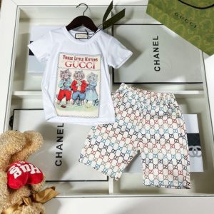 Replica Designer Gucci Children Cartoon Print Two-Piece Set