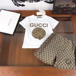 Replica Designer Gucci Children Fashion Short-Sleeved T-Shirt + Shorts Two-Piece Set