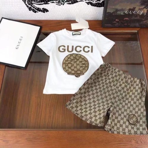 Replica Designer Gucci Children Fashion Short-Sleeved T-Shirt + Shorts Two-Piece Set