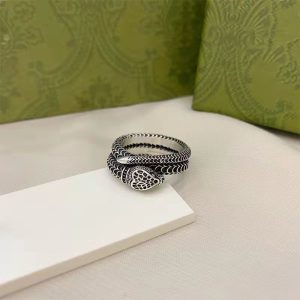 Replica Designer Gucci Couple 925 Silver Retro Hollow Snake Ring
